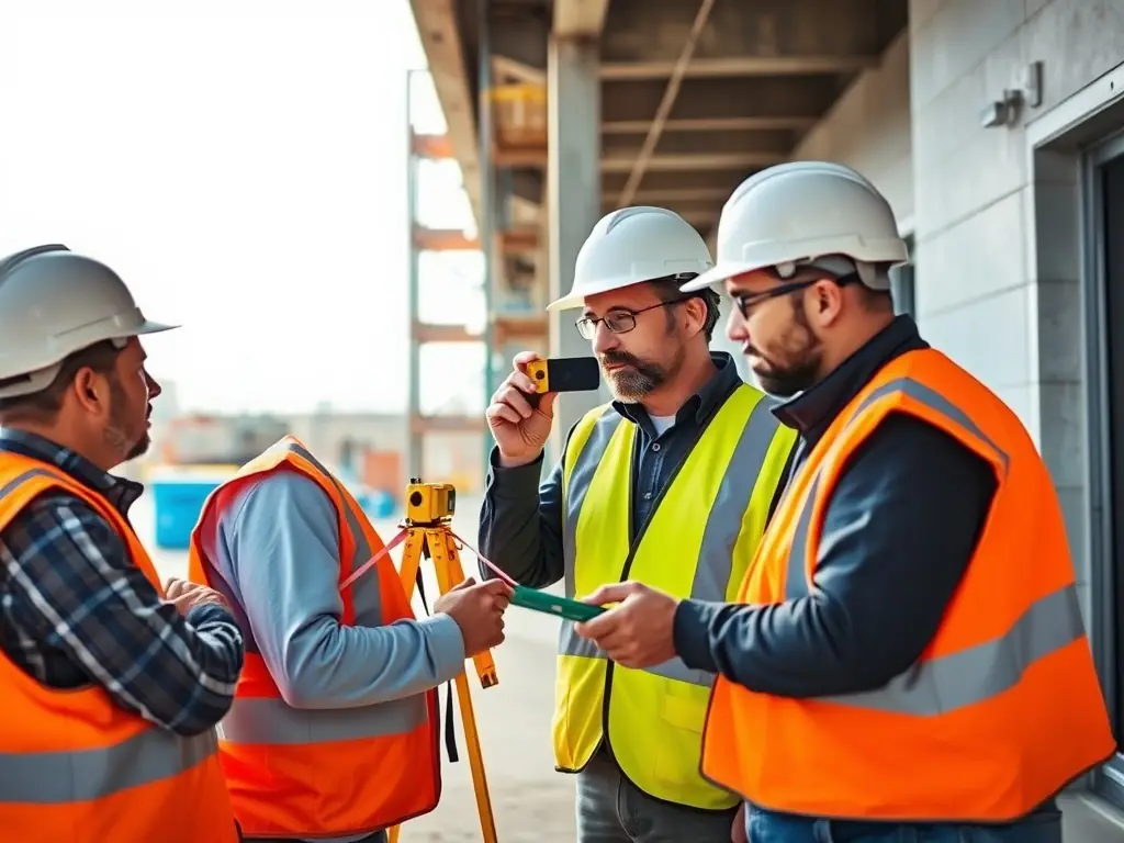A construction site with Ethyl Merc Group Ltd technicians working diligently, wearing safety gear and using modern equipment, symbolizing their commitment to safety and quality.